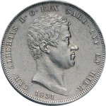 939D 5 lire 1831 Scudo sannitico 1° tipo Genova Argento