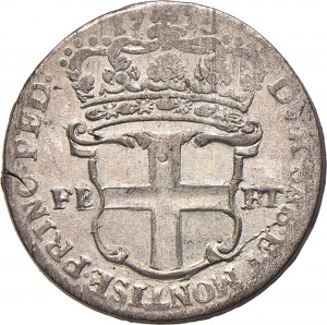 111R-001 5 soldi 1733 Scudo a cartoccio 1° tipo Torino Mistura di argento