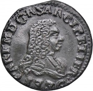 393D Mezzo cagliarese da 1 denaro 1736 Croce piana 1° tipo Torino Rame