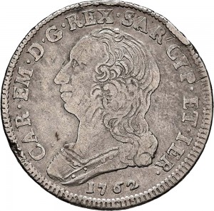296D Quarto di scudo 1762 Scudo rotondo Torino Argento