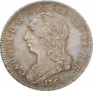 302D Quarto di scudo da 1,10 lire 1768 Scudo rotondo Torino Argento