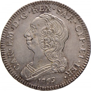 303D Quarto di scudo da 1,10 lire 1769 Scudo rotondo Torino Argento