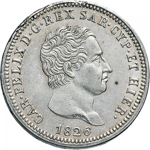 840D 2 lire 1826 Scudo svizzero Genova Argento