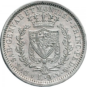 844R 2 lire 1828 Scudo svizzero Torino Argento