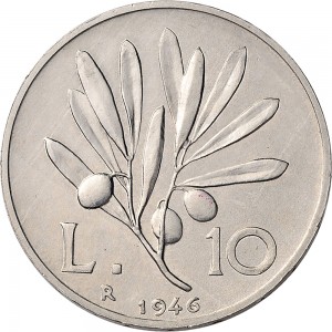 1869R 10 lire 1946 Ramo di ulivo Roma Alluminio