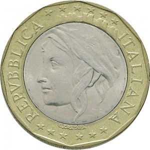 1766D 1.000 lire 1997 Geografia 1° tipo Roma Bronzital e Cupronichel