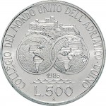 2407R 500 lire 1985 Collegio del Mondo Unito dell’Adriatico Roma Argento