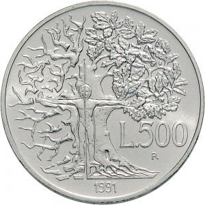 2462R 500 lire 1991 Flora e fauna da salvare 1° tipo Roma Argento
