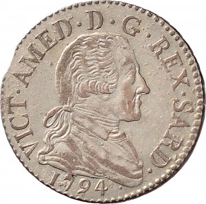 563D 20 soldi 1794 Scudo a cartoccio Torino Mistura di argento