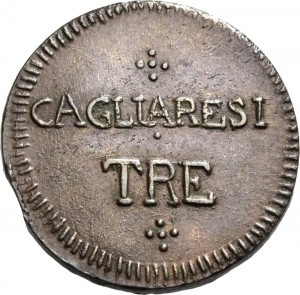 2400R 3 cagliaresi da sei denari (1813) Valore Cagliari Rame