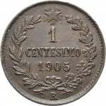 2558R 1 centesimo 1905 Valore entro semicorona di alloro e quercia Roma Rame
