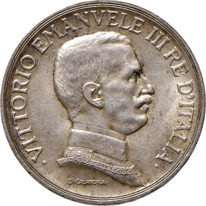 1433D 1 lira 1916 Italia su quadriga briosa Roma Argento