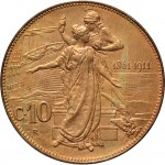 1498R 10 Centesimi 1911 Italia e Roma genitrice Roma Rame