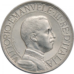 1401D 2 lire 1910 Italia su quadriga veloce 2° tipo Roma Argento