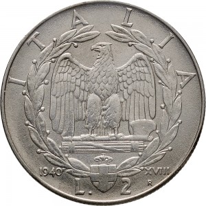 1614R 2 lire 1940 XVIII Aquila romana 2° tipo Roma Acmonital