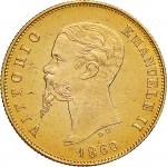 1094D 10 lire 1860 Valore entro semicorona di alloro Bologna Oro