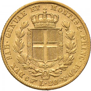 928R 20 lire 1847 Scudo sannitico Torino Oro