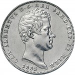 949D 5 lire 1835 Scudo sannitico 4° tipo Genova Argento