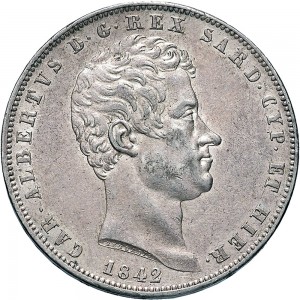 961D 5 lire 1842 Scudo sannitico 4° tipo Genova Argento