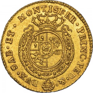 253R Mezza doppia da 2 scudi 1770 Scudo rotondo Torino Oro