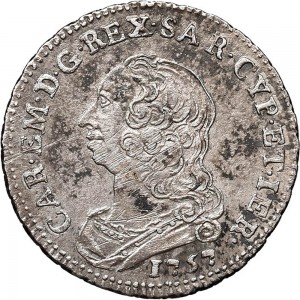 311D Ottavo di scudo da 0,15 lire 1757 Scudo rotondo Torino Argento