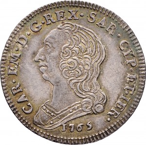 299D Quarto di scudo da 1,10 lire 1765 Scudo rotondo Torino Argento