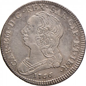 300D Quarto di scudo da 1,10 lire 1766 Scudo rotondo Torino Argento