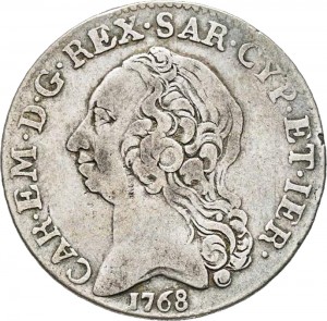 423D Quarto di scudo 1768 Scudo a cartoccio Torino Argento