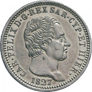 855D Lira 1827 Scudo svizzero Genova Argento