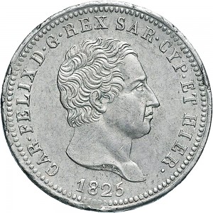 839D 2 lire 1825 Scudo svizzero Torino Argento