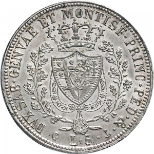 825R 5 lire 1826 Scudo svizzero Genova Argento