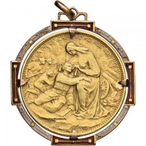 1757D-001 Gettone di guerra 1915 Croce Rossa Johnson (Milano) Oro