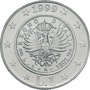 2538R 1 lira 1999 Storia della Lira (Aquila Sabauda) 1° tipo Roma Argento