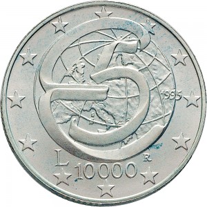 2502R 10.000 lire 1995 Conferenza di Messina Roma Argento