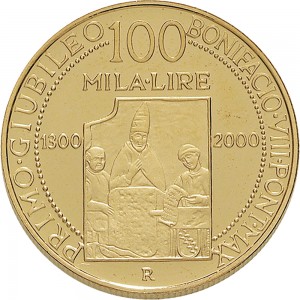 2392R 100.000 lire 2000 Primo Giubileo Roma Oro