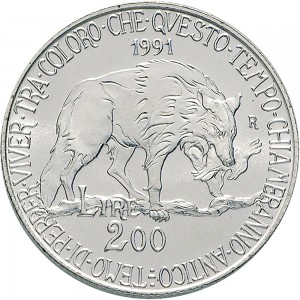 2460R 200 lire 1991 Flora e fauna da salvare 1° tipo Roma Argento