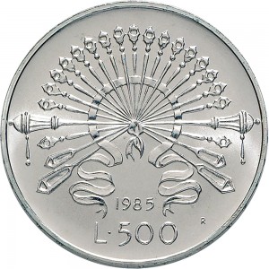 2410R 500 lire 1985 Alessandro Manzoni Roma Argento