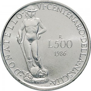 2416R 500 lire 1986 Donatello Roma Argento