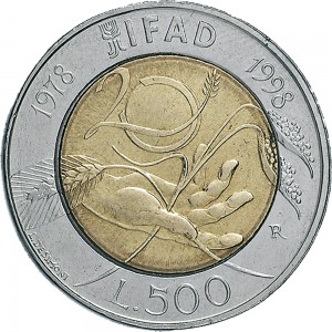 1900R 500 lire 1998 IFAD Roma Acmonital e Bronzital