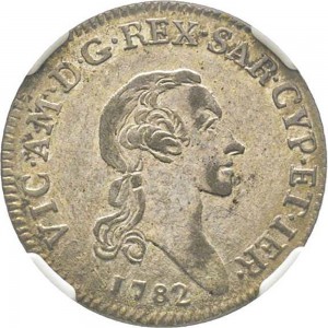 576D 7,6 soldi 1782 Scudo ovale a cartoccio Torino Mistura di argento