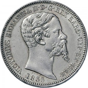 1068D 2 lire 1855 Scudo sannitico Torino Argento