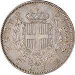 1188R 1 lira 1867 Scudo sannitico 2° tipo Torino Argento