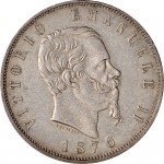 1160D 5 lire 1870 Scudo sannitico 2° tipo Roma Argento