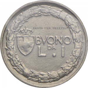 2621R 1 lira 1922 Italia seduta 1° tipo Roma Nichelio Prova