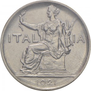 2621D 1 lira 1922 Italia seduta 1° tipo Roma Nichelio Prova