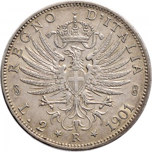 1393R 2 lire 1901 Aquila spiegata Roma Argento