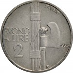 1421R 2 lire 1935 Fascio littorio Roma Nichelio