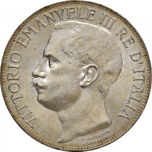 1375D 5 lire 1911 Italia e Roma genitrice Roma Argento