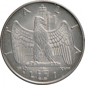 1626R 1 lira 1940 XVIII Aquila romana 2° tipo Roma Acmonital