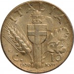 1661R 10 Centesimi 1939 XVII Scudo semirotondo 2° tipo Roma Bronzital